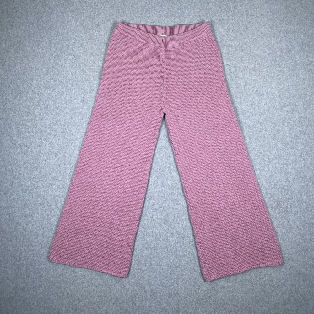Free People Beach Knit Pants Womens XS Pink Wide Leg Cotton Textured